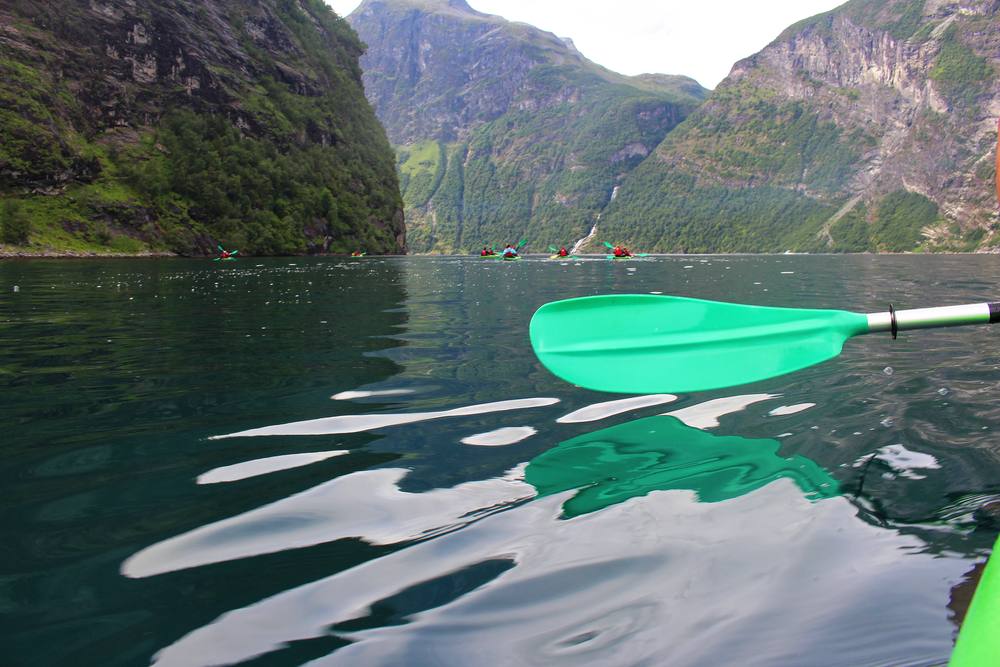 kayaking in Geirangerfjord