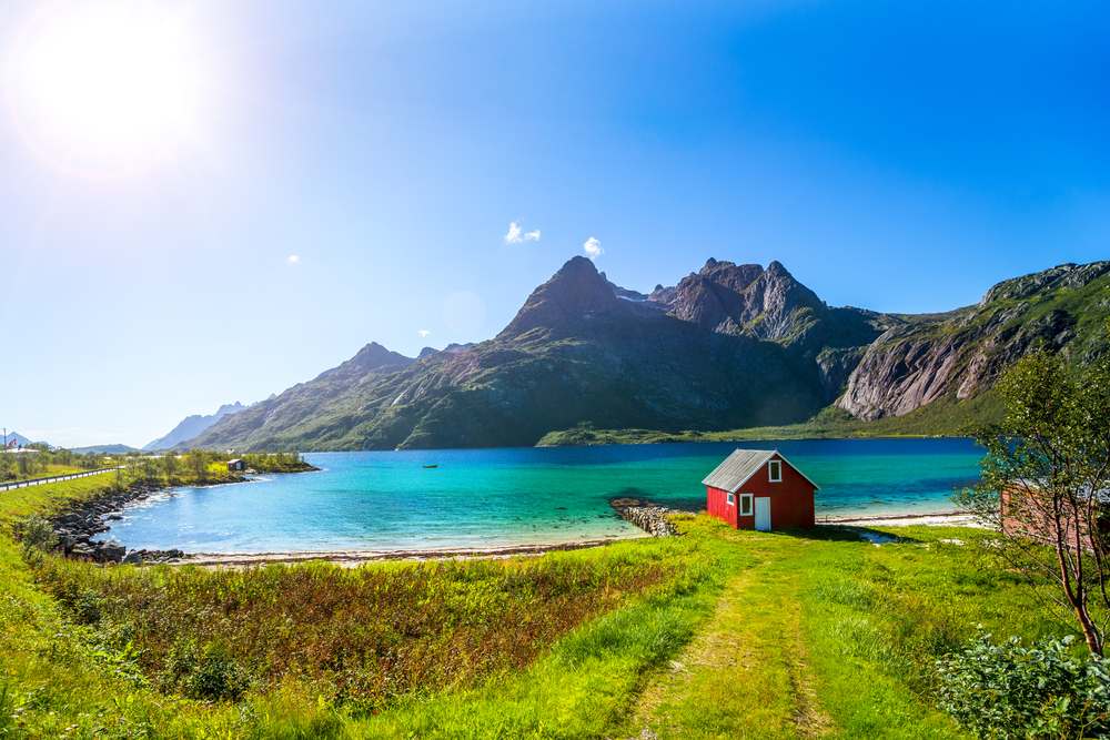 Lonely house in Lofoten Islands