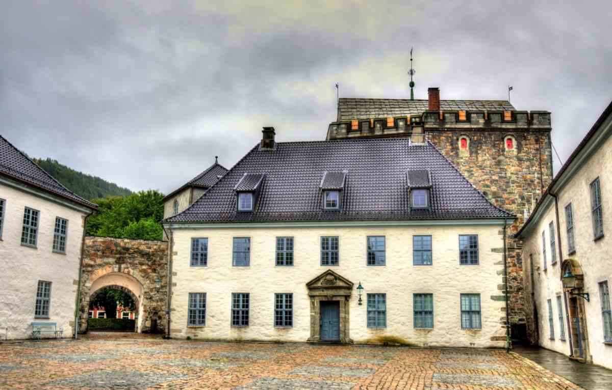 Rosenkrantz Tower and surrounding buildings at Bergenhus Fortress.